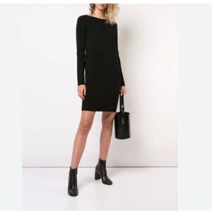 Vince Ribbed Merino Wool Scoop-neck Dress In Black Sz S